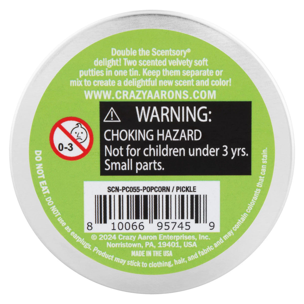 Crazy Aarons SCENTsory® Duos Popcorn/Pickle Medium 2.75 Inch Thinking Putty Tin