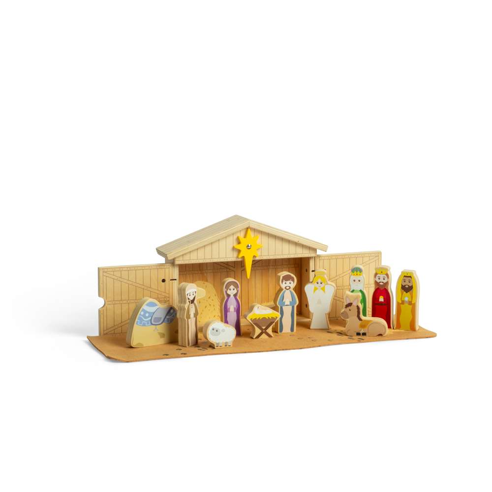 Christmas 13pc Traditional Wooden Nativity Set for Kids