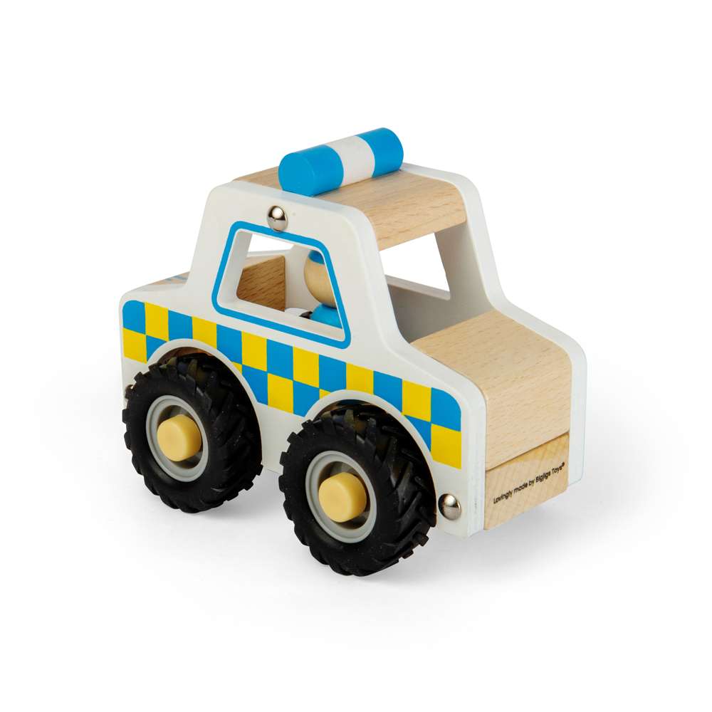 Mini Police Car - Wooden Vehicle Toy, Role Play Cars for Toddlers