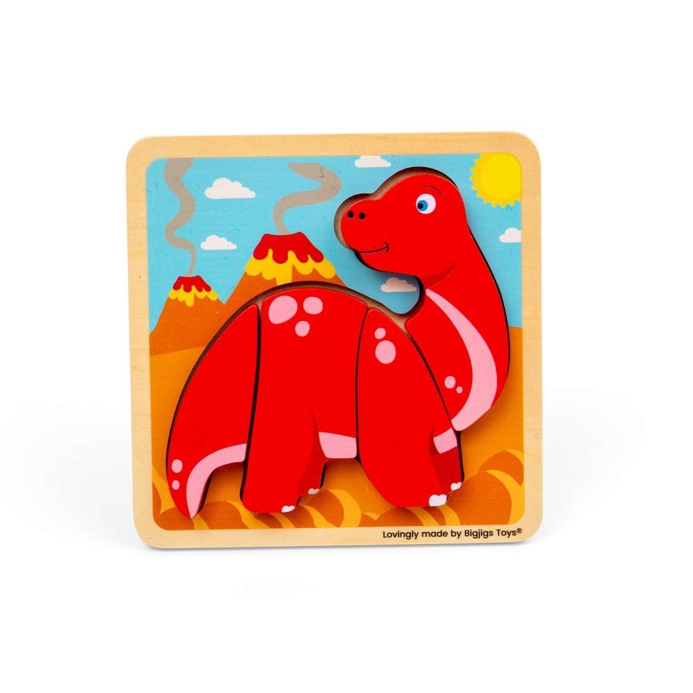 Bigjigs Toys Lift Out Diplodocus- Dinosaur Chunky Wooden Puzzles, Toddler Puzzle