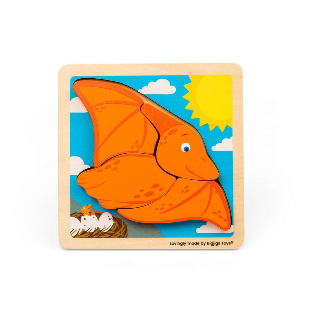Bigjigs Toys Chunky Lift Out Pterodactyl- Dinosaur Wooden Puzzle for Toddlers