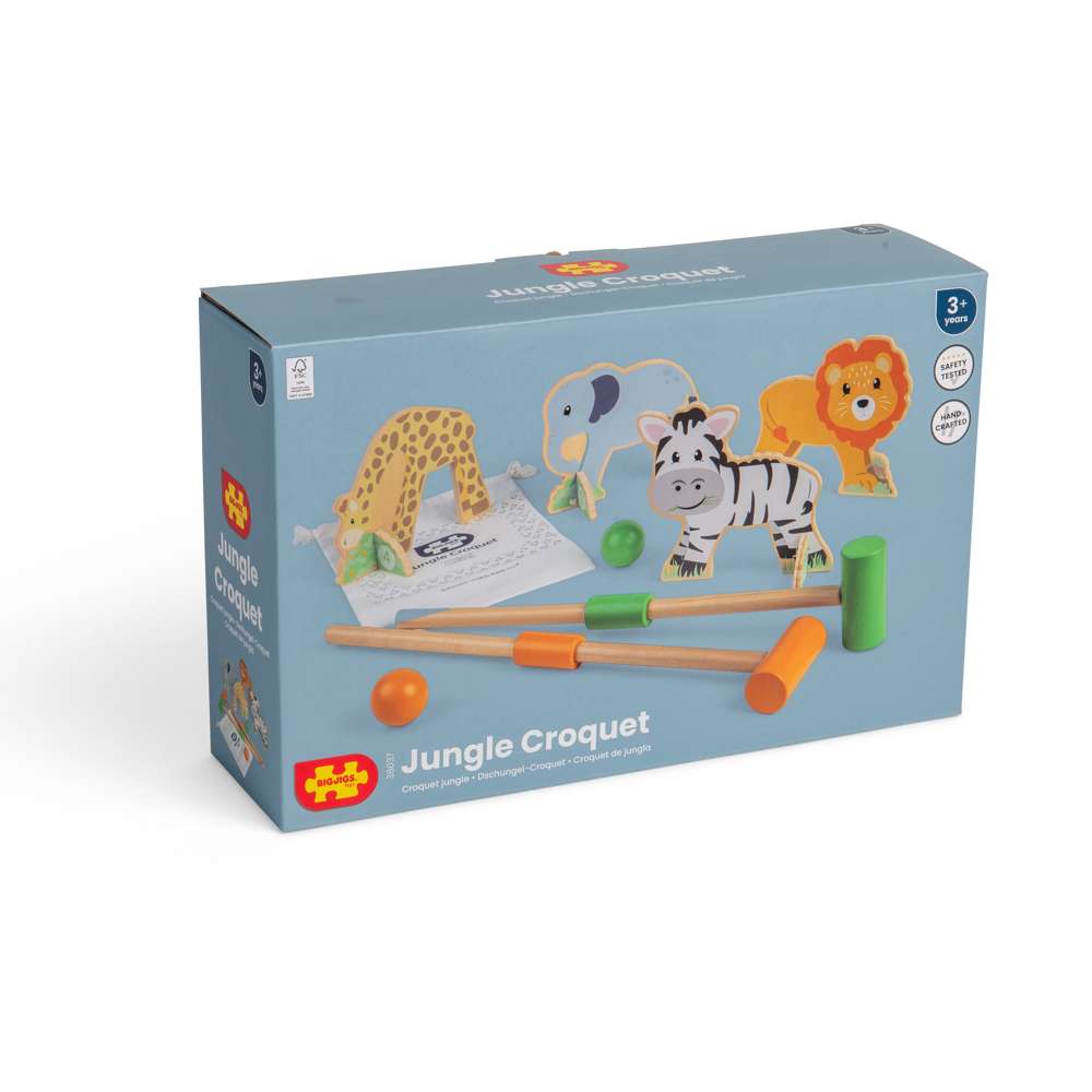 Jungle Croquet- Wooden Animal Themed Outdoor & Indoor Game for Kids