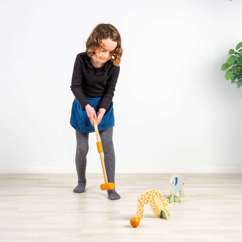 Jungle Croquet- Wooden Animal Themed Outdoor & Indoor Game for Kids