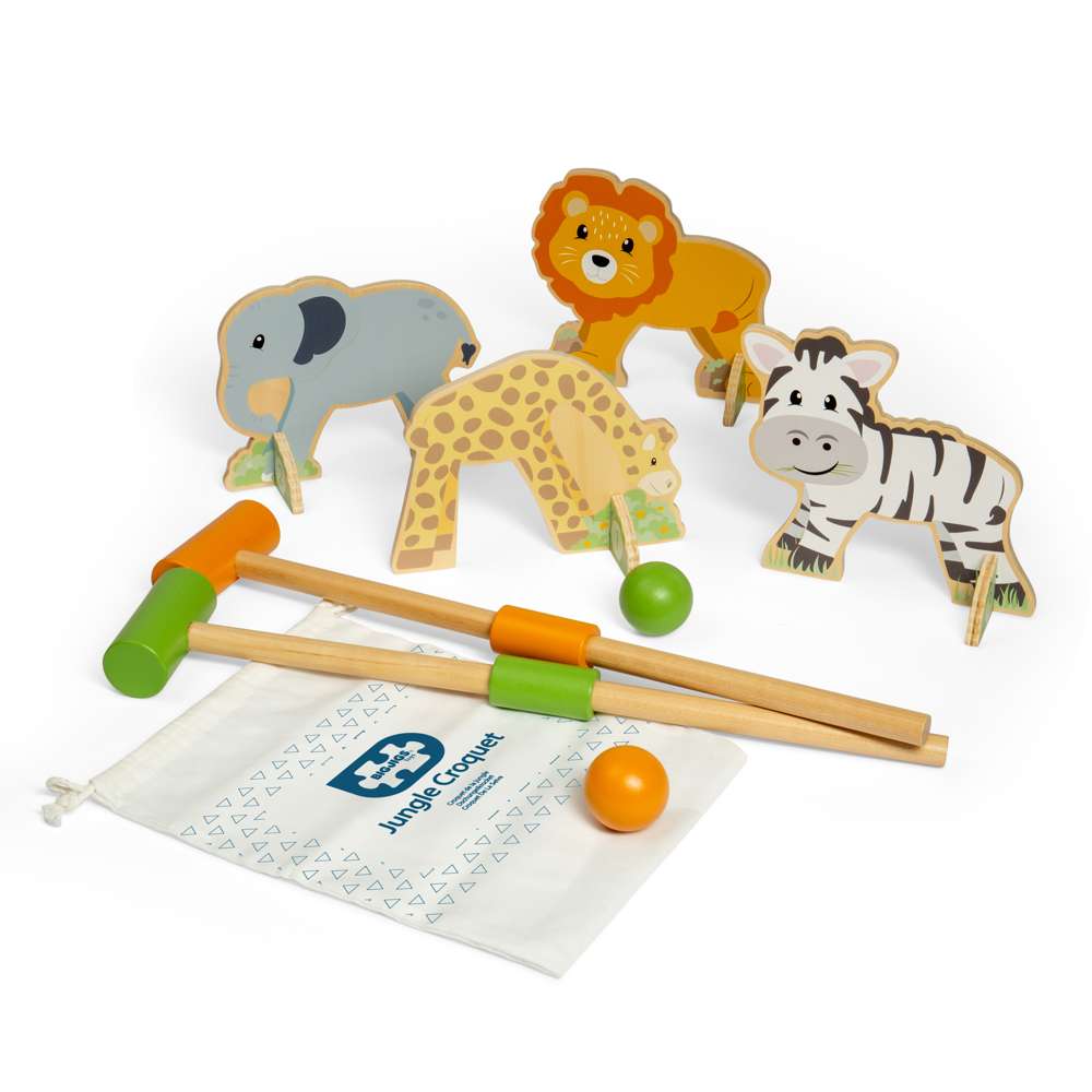 Jungle Croquet- Wooden Animal Themed Outdoor & Indoor Game for Kids