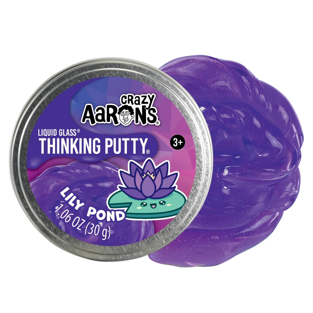 Crazy Aarons Lily Pond Liquid Glass Medium 2.75 Inch Thinking Putty Tin