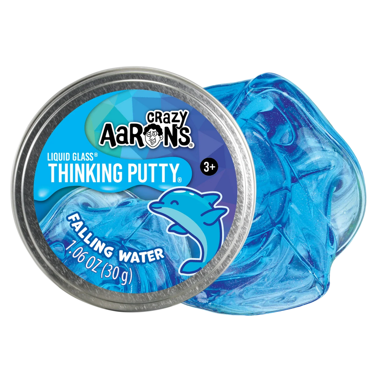Crazy Aarons Falling Water Liquid Glass Medium 2.75 Inch Thinking Putty Tin