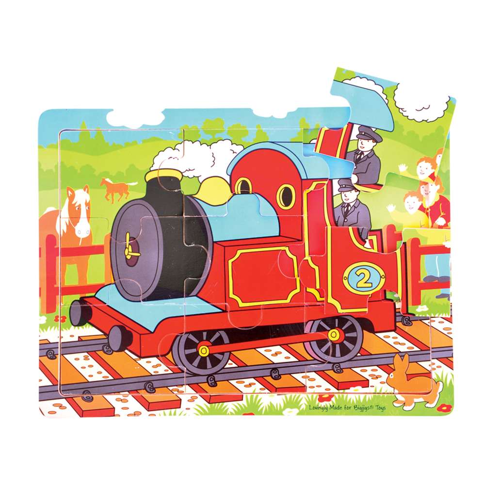 9 Piece Train Wooden Jigsaw Puzzle Tray
