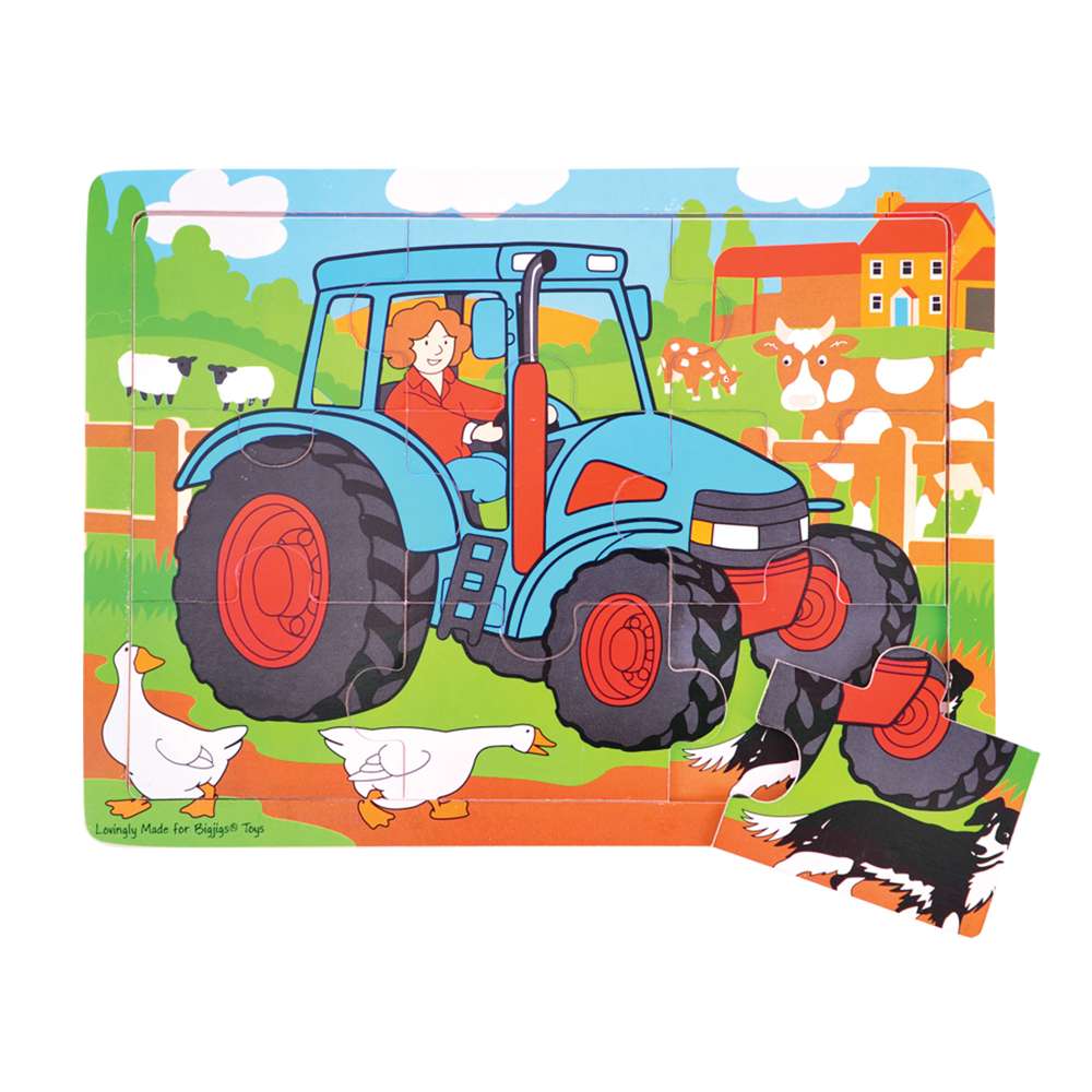 9 Piece Tractor Wooden Jigsaw Puzzle Tray