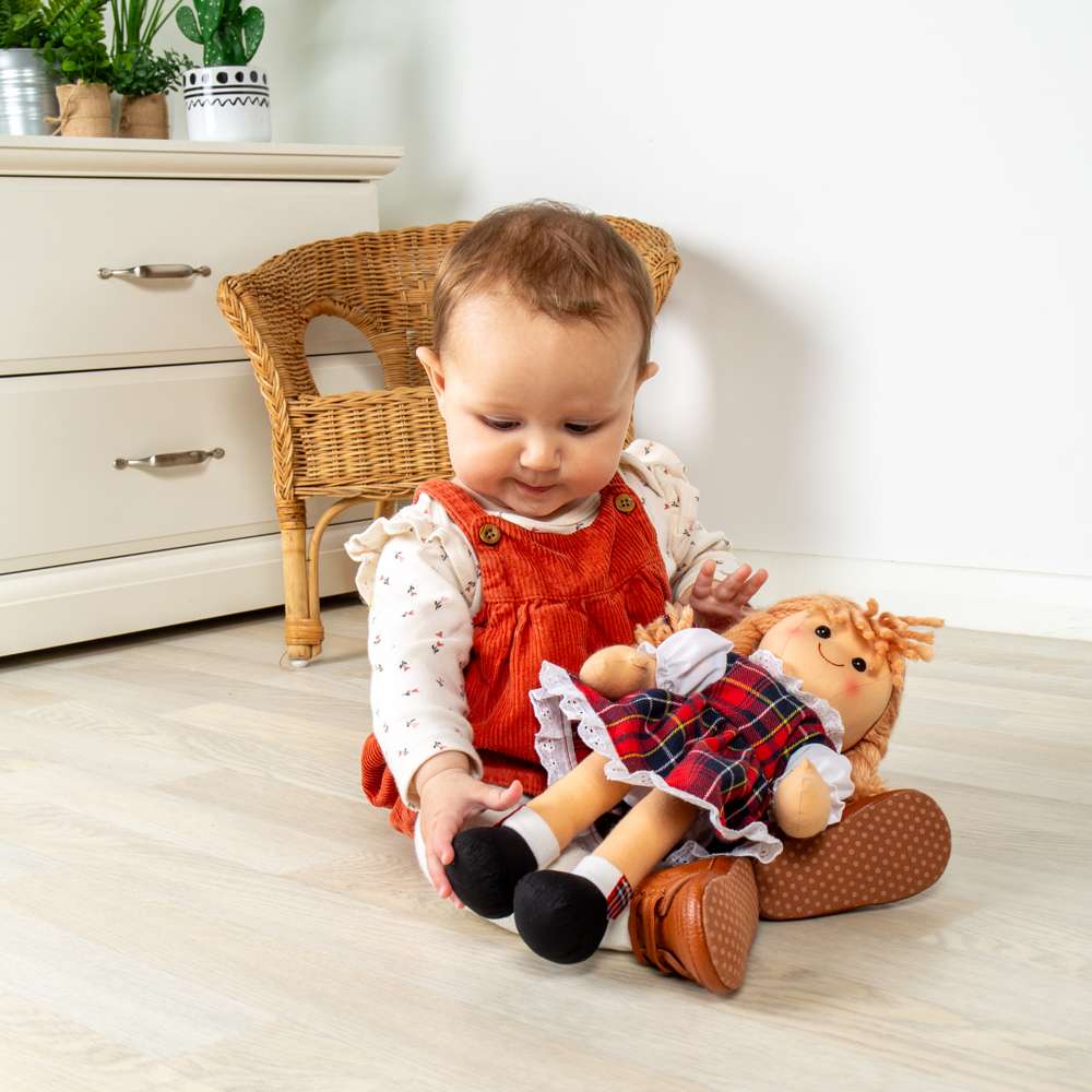 Bigjigs Toys Arran Doll Medium-Boy Rag Dolls with Red Tartan Kilt, Baby Soft Toy
