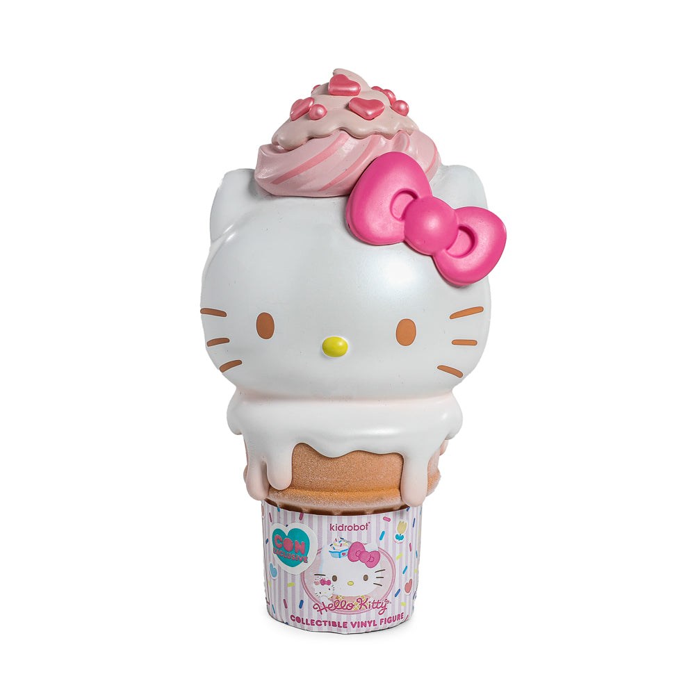 2025 CON EXCLUSIVE: Hello Kitty® Ice Cream Cone 6" Vinyl Art Figure - Pearlescent Vanilla with Strawberry Edition (Limited Edition of 500)