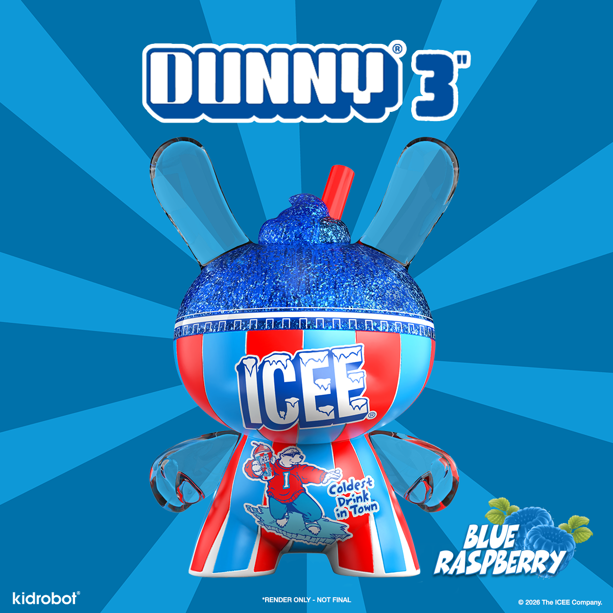 Kidrobot & ICEE® - Blue Raspberry ICEE 3" Resin Dunny Art Figure (PRE-ORDER)