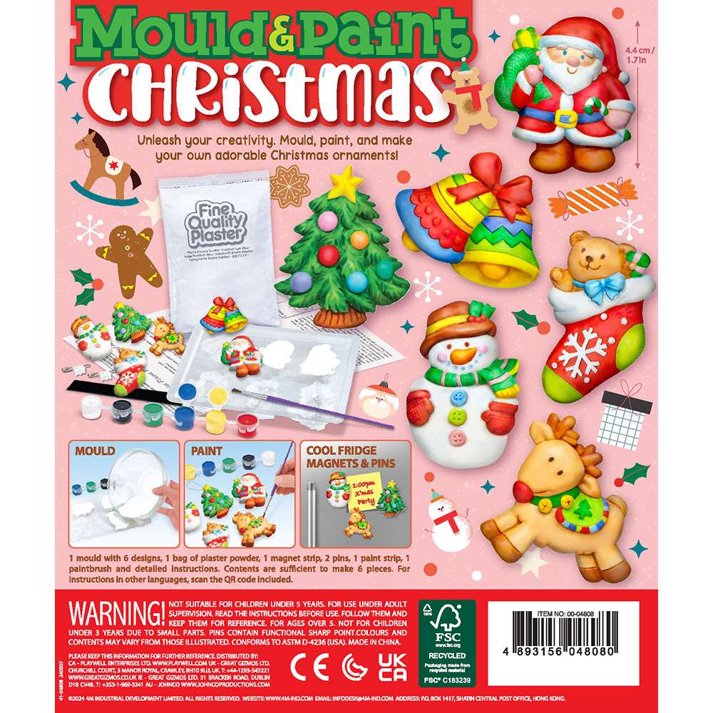 Mould and Paint Christmas 6pc Festive DIY Magnets Set 4M Craft Kit