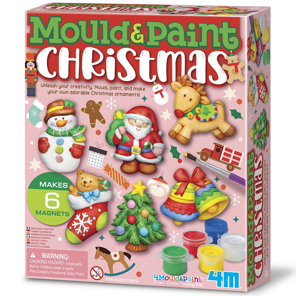 Mould and Paint Christmas 6pc Festive DIY Magnets Set 4M Craft Kit