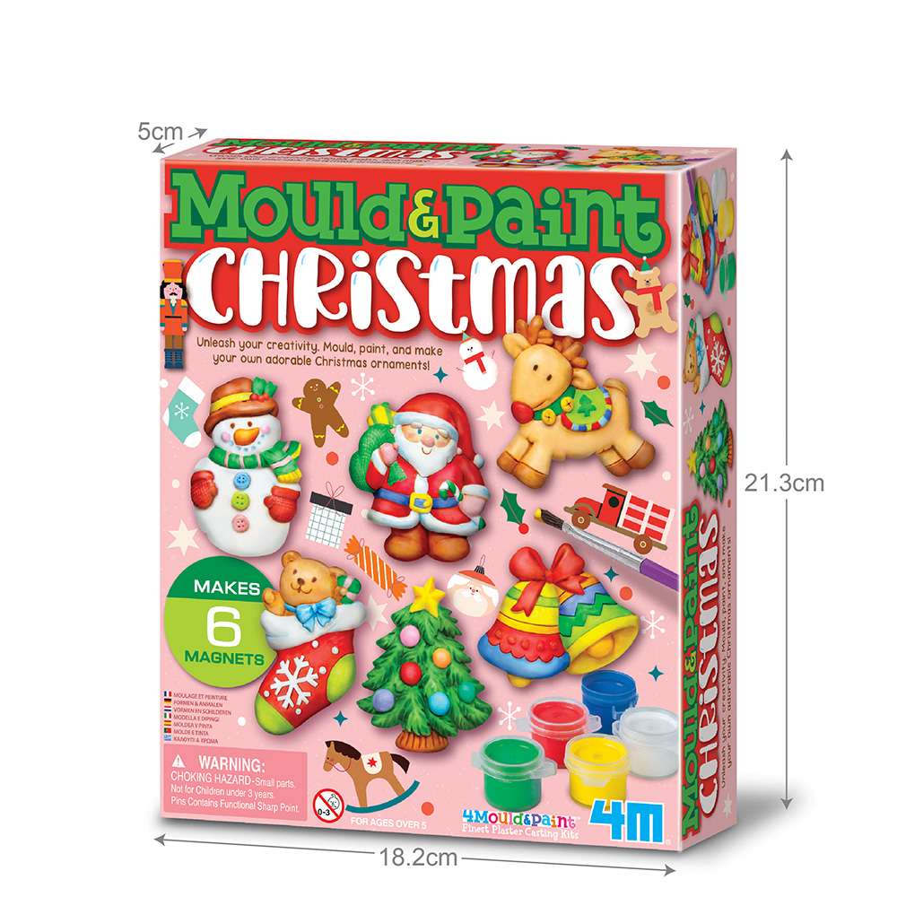 Mould and Paint Christmas 6pc Festive DIY Magnets Set 4M Craft Kit
