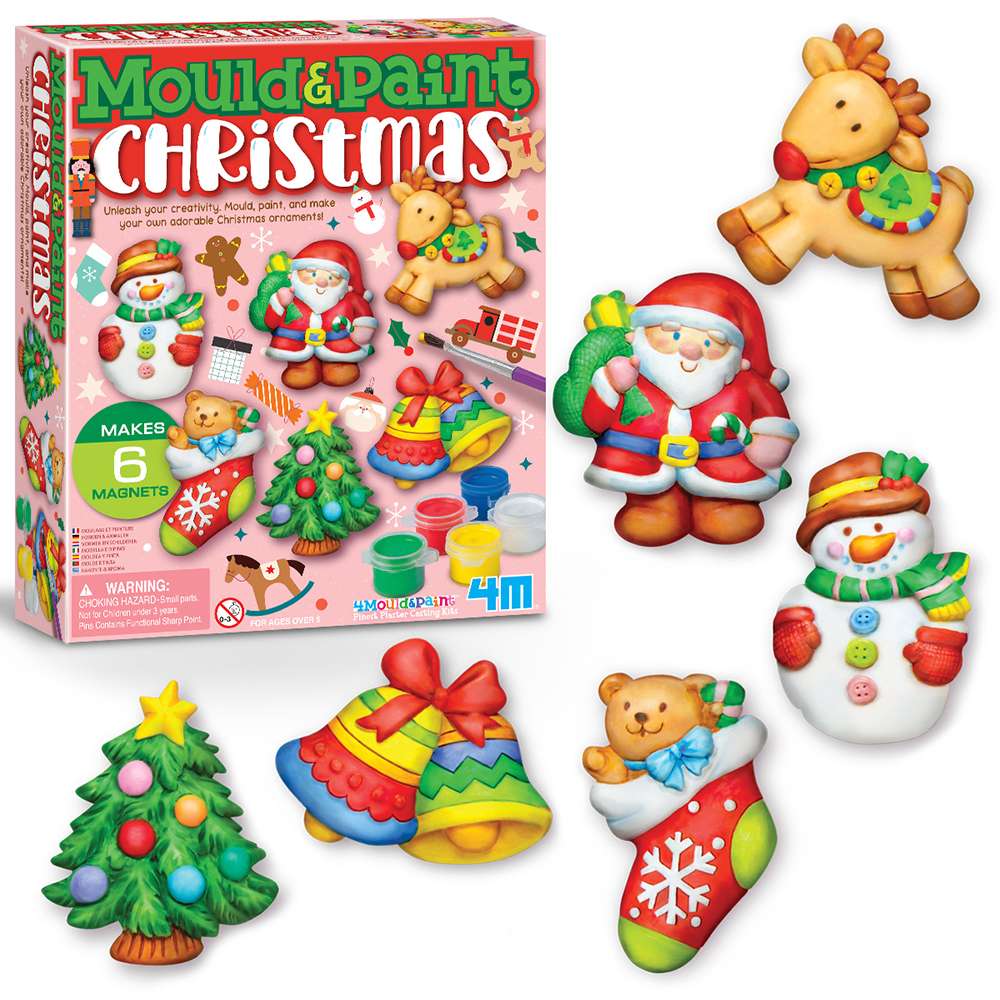 Mould and Paint Christmas 6pc Festive DIY Magnets Set 4M Craft Kit