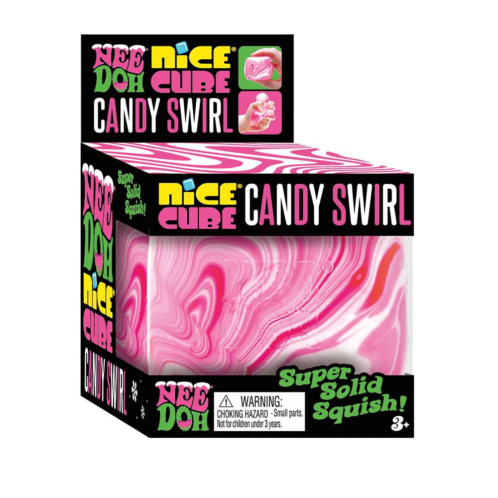NeeDoh Candy Swirl Nice Cube- Solid Squish Sensory Toy, Fidget Toys for Children