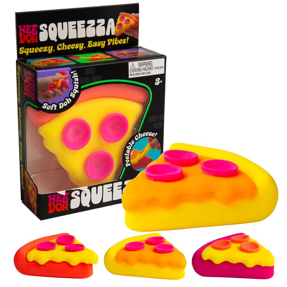 NeeDoh Squeezza - Pizza Squishy with Cheese, Sensory Fidget Toys for Kids