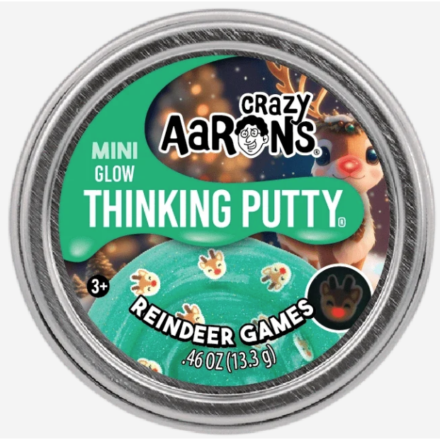 Crazy Aarons Reindeer Games Mini 2 Inch Holiday Thinking Putty Tin