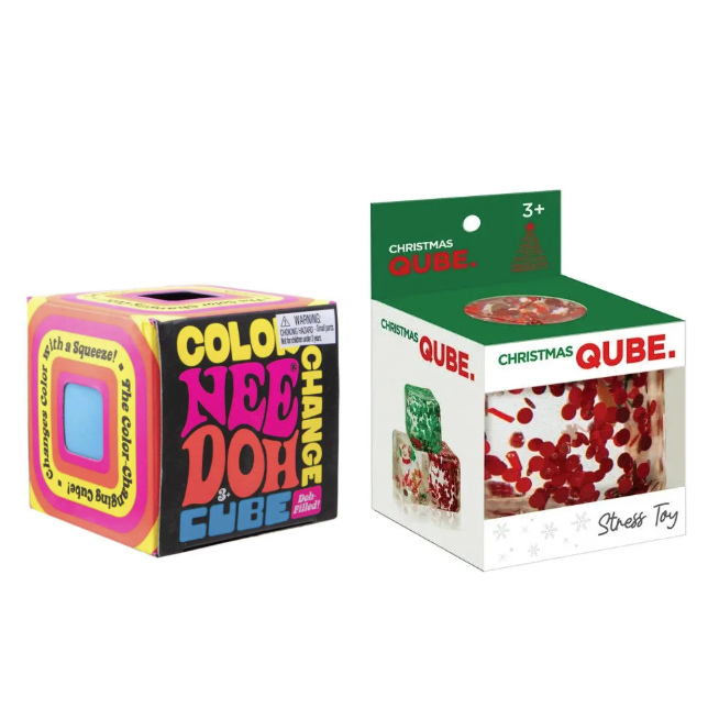 Nee Doh Bundle: Color Change Cube + Master Toys Christmas Qube
