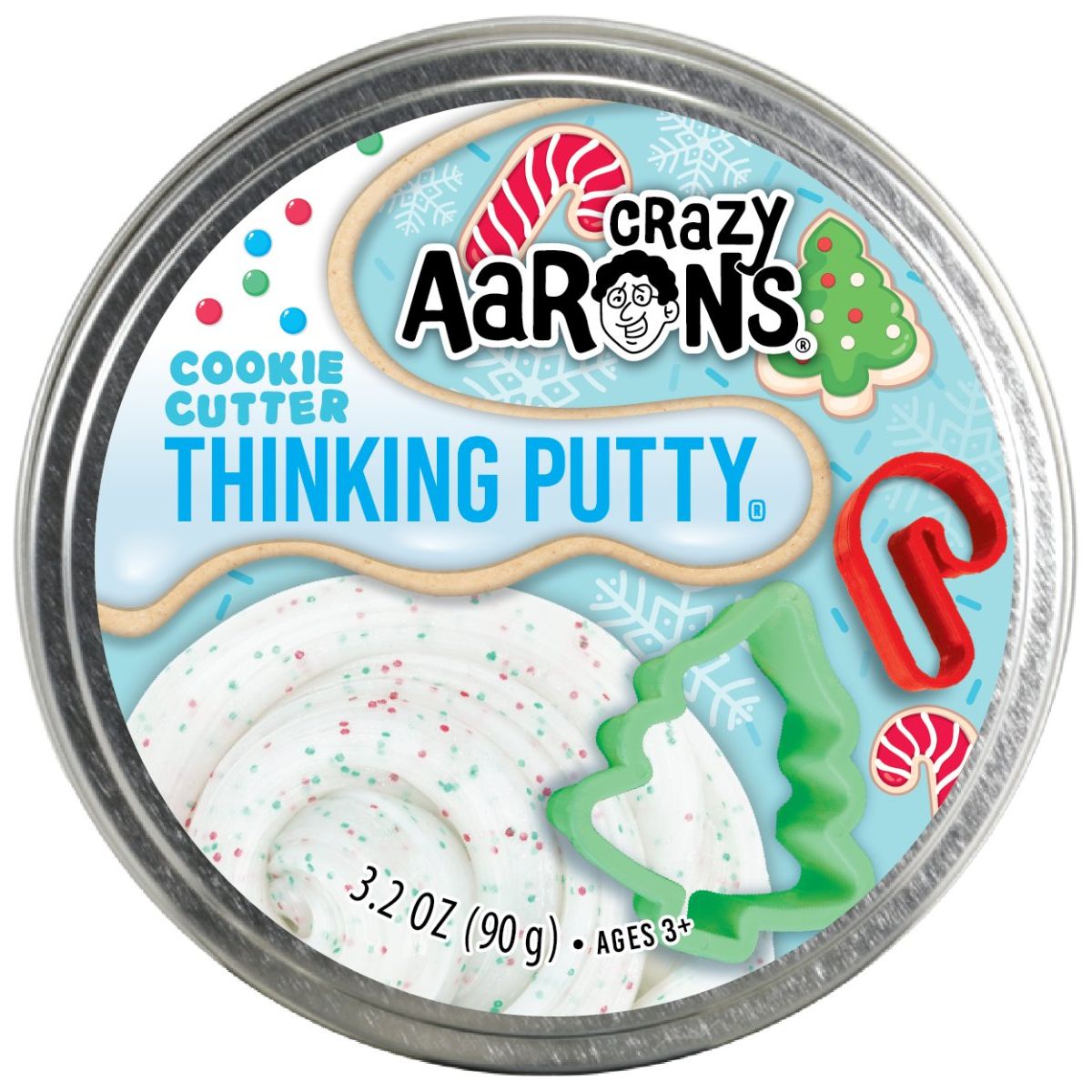 Crazy Aarons Cookie Cutter Full Size 4 Inch Christmas Thinking Putty Tin