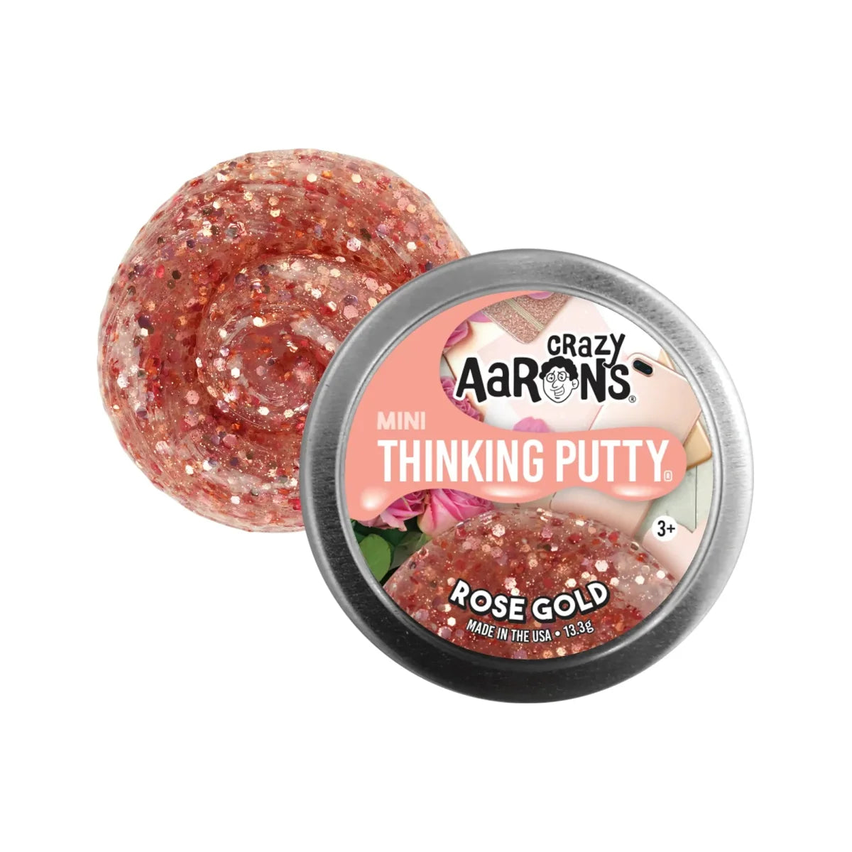 Crazy Aarons Rose Gold Mini 2 Inch Thinking Putty Tin