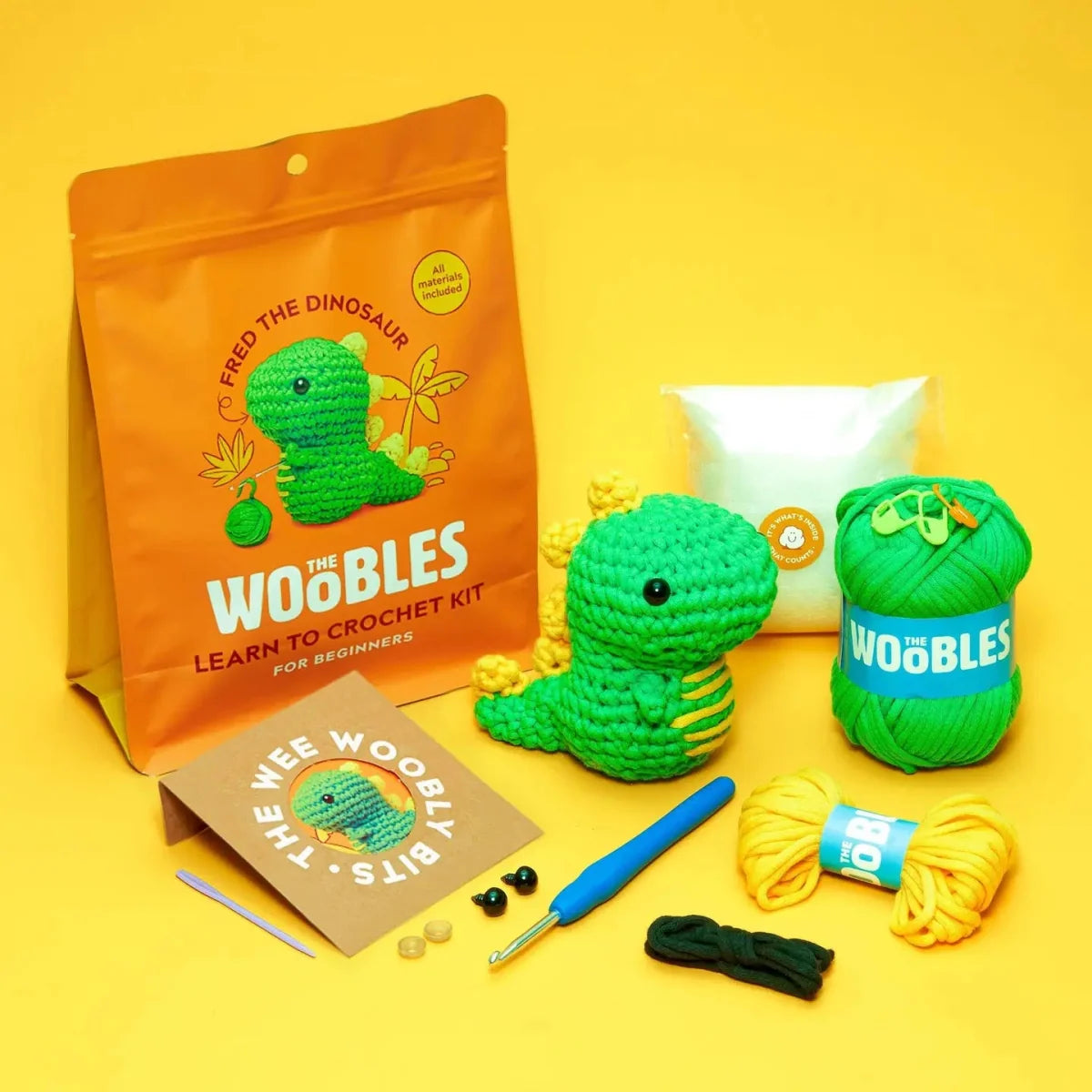 The Woobles Fred the Dinosaur Beginner Crochet Kit